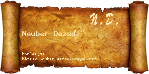 Neuber Dezső névjegykártya